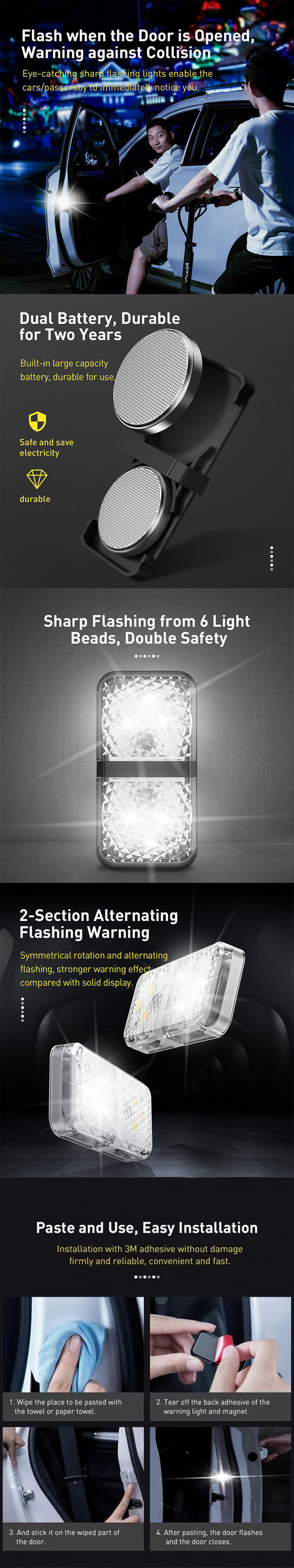 Baseus Car Door Open Warning LED Light CRFZD 01 3