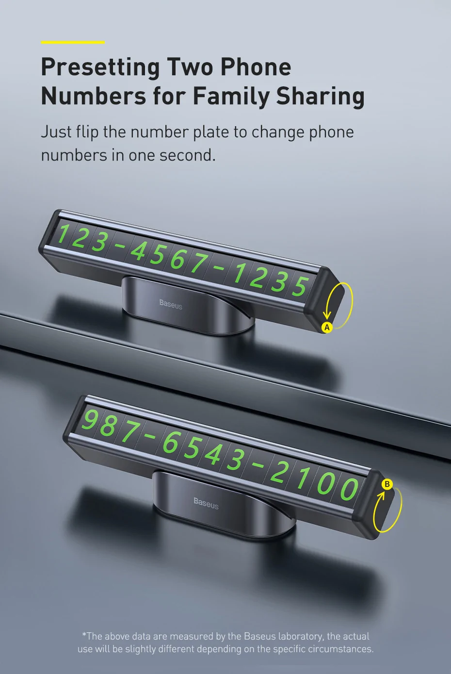 Baseus Square Bar Temporary Parking Number Plate for Car 3 4