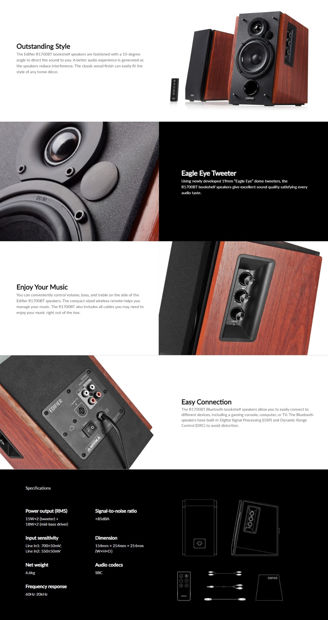 Edifier R1700BT Portable Bookshelf Speakers Brown 2