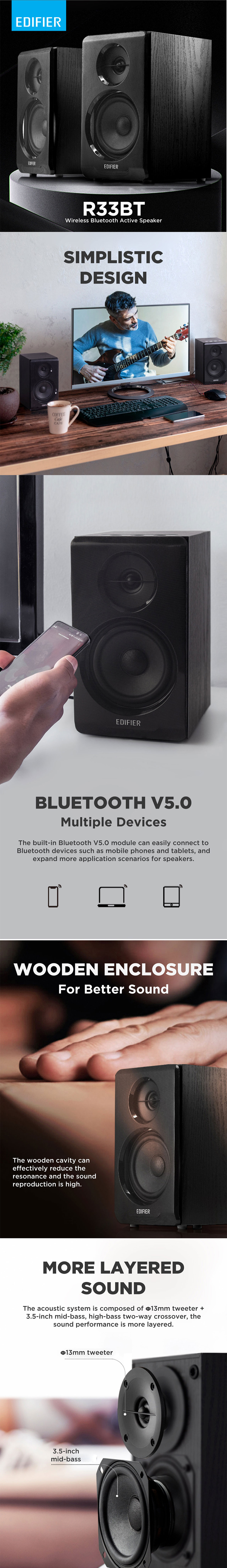 Edifier R33BT Wireless Bookshelf Speaker 5