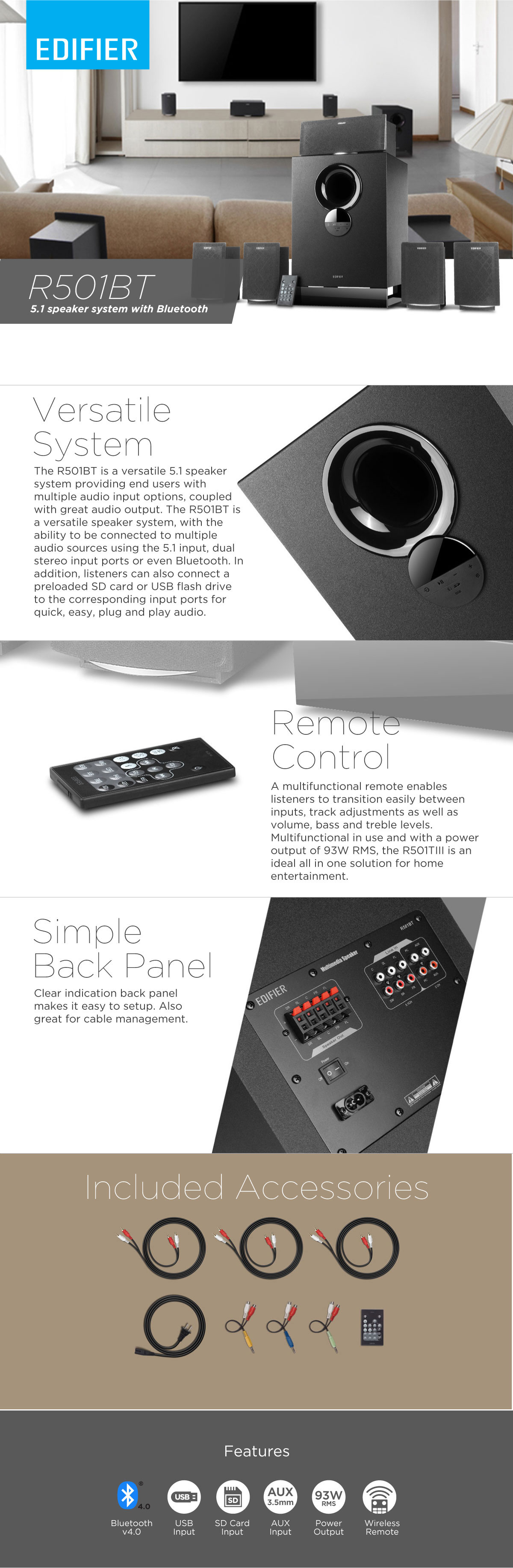 Edifier R501BT Versatile 5.1 speaker system with Bluetooth 1