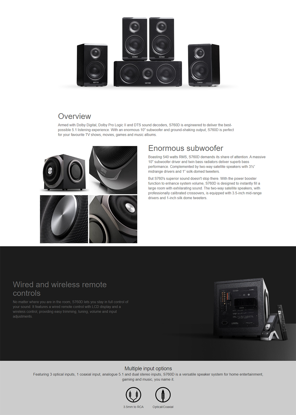 Edifier S760D Dolby Digital Home Theater System 3