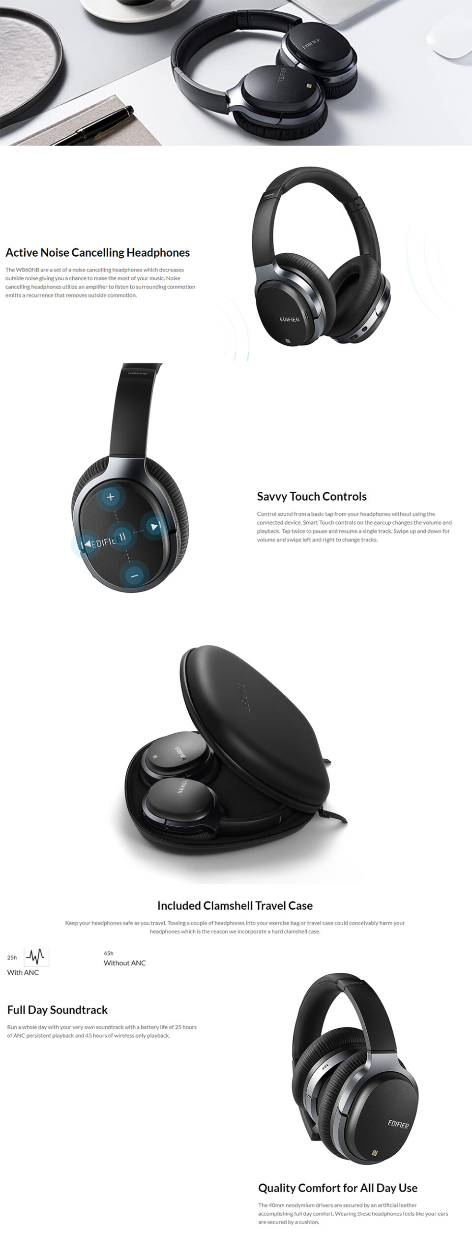 Edifier W860NB Active Noise Cancelling Headphones 5 scaled