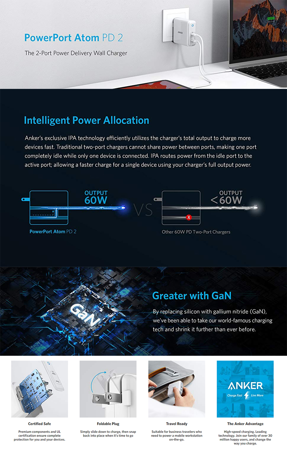 Anker Powerport Atom PD2 60W Dual USB C Wall Charger penguin.com .bd 1