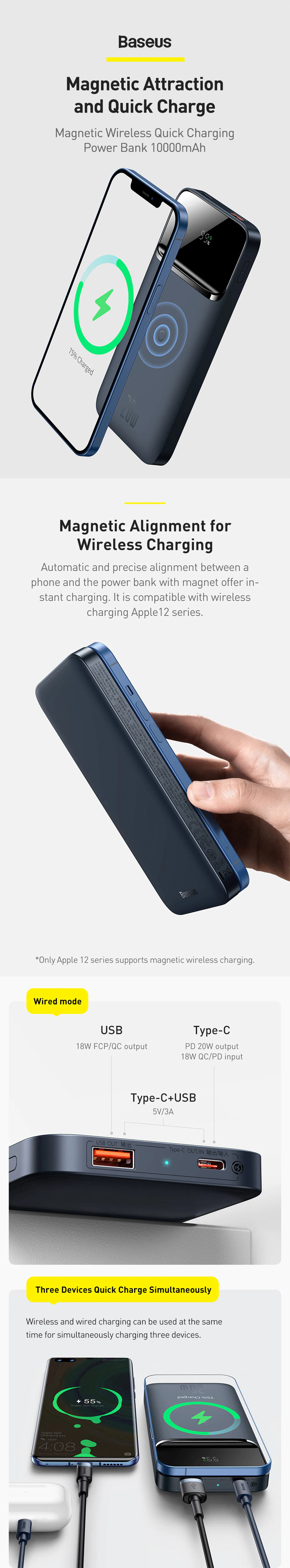 Baseus 20W Magnetic Wireless Quick Charging Power Bank 10000mAh 2