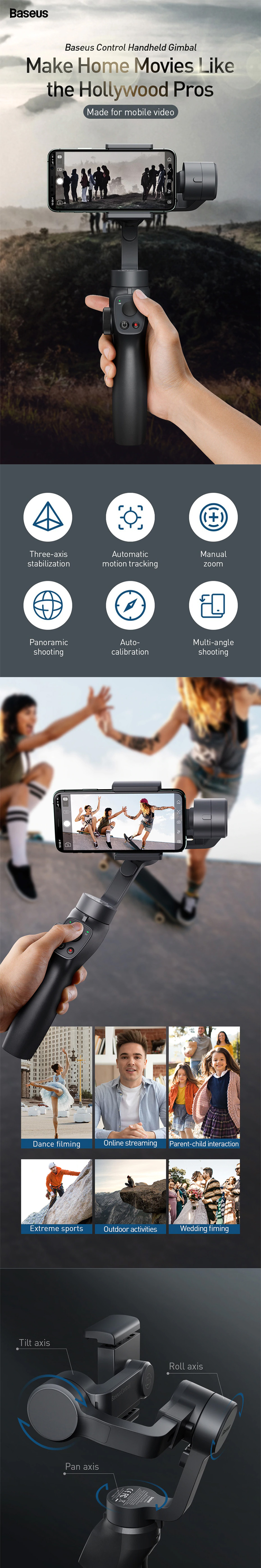 Baseus 3 Axis Handheld Gimbal Stabilizer 4