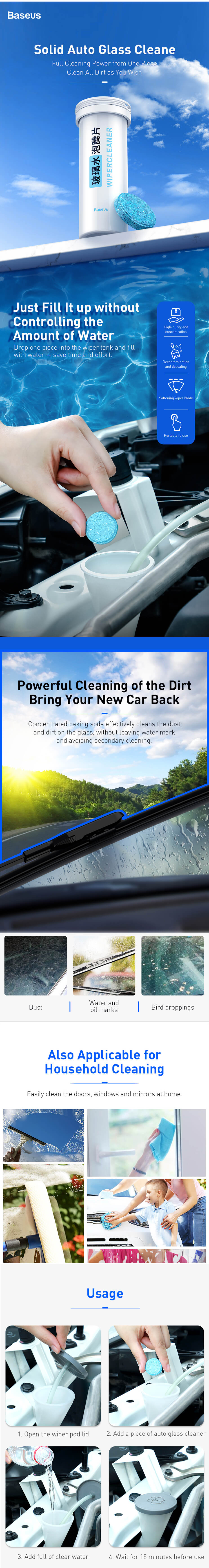 Baseus Auto Glass Cleaner Effervescent Tablets White penguin.com .bd 2