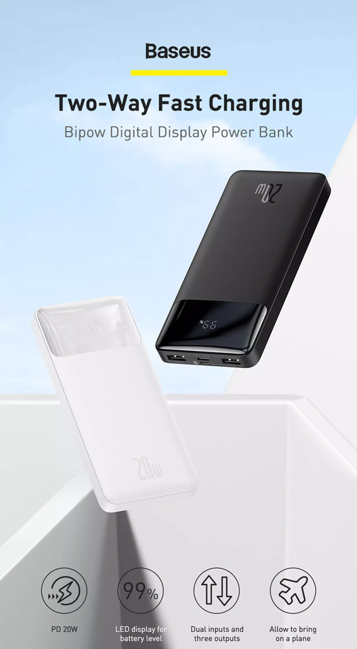 Baseus Bipow 20W 10000mAh Digital Display Power Bank 1