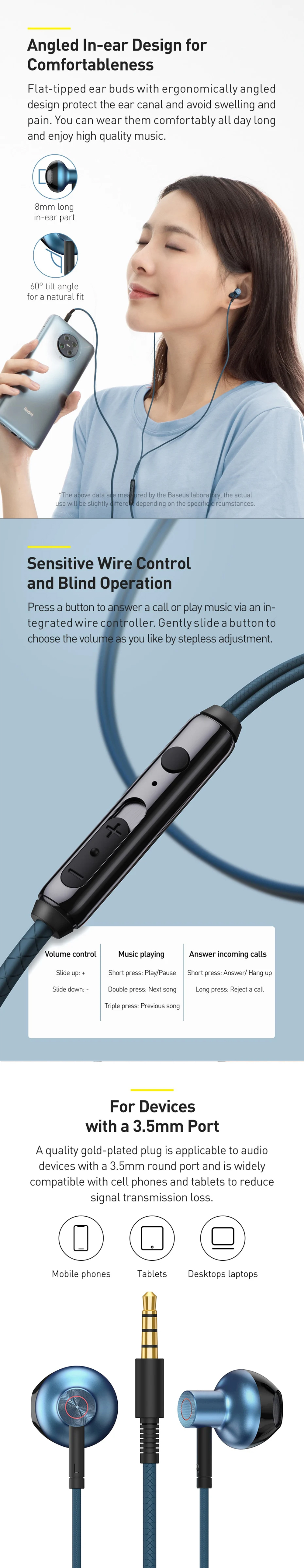 Baseus Encok H19 3.5mm Wired Earphone 6