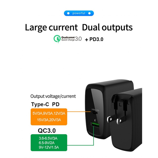 WiWU 60W Power Turbo PD QC 3.0 Dual Output Charger PD 005PT 4